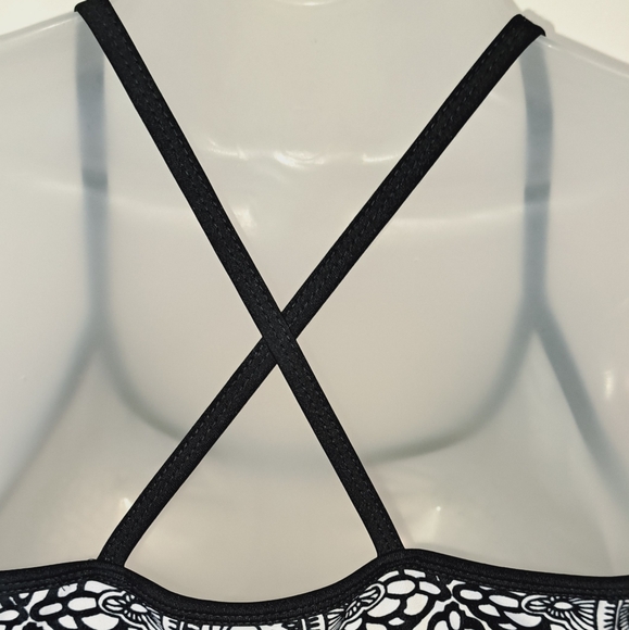 Lola Athleisure Dress Women's Small Shelf Bra Black White Print Fit and Flare - Picture 6 of 15